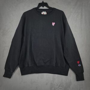 Emotionally Unavailable Champion Reverse Weave Sweatshirt Oversized Medium Black